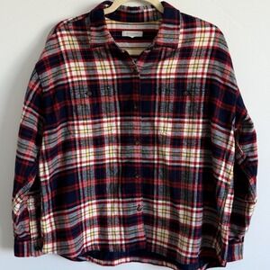 Outerknown Blanket‎ Shirt Womens M Red Button Up Flannel Heavy Twill Shacket